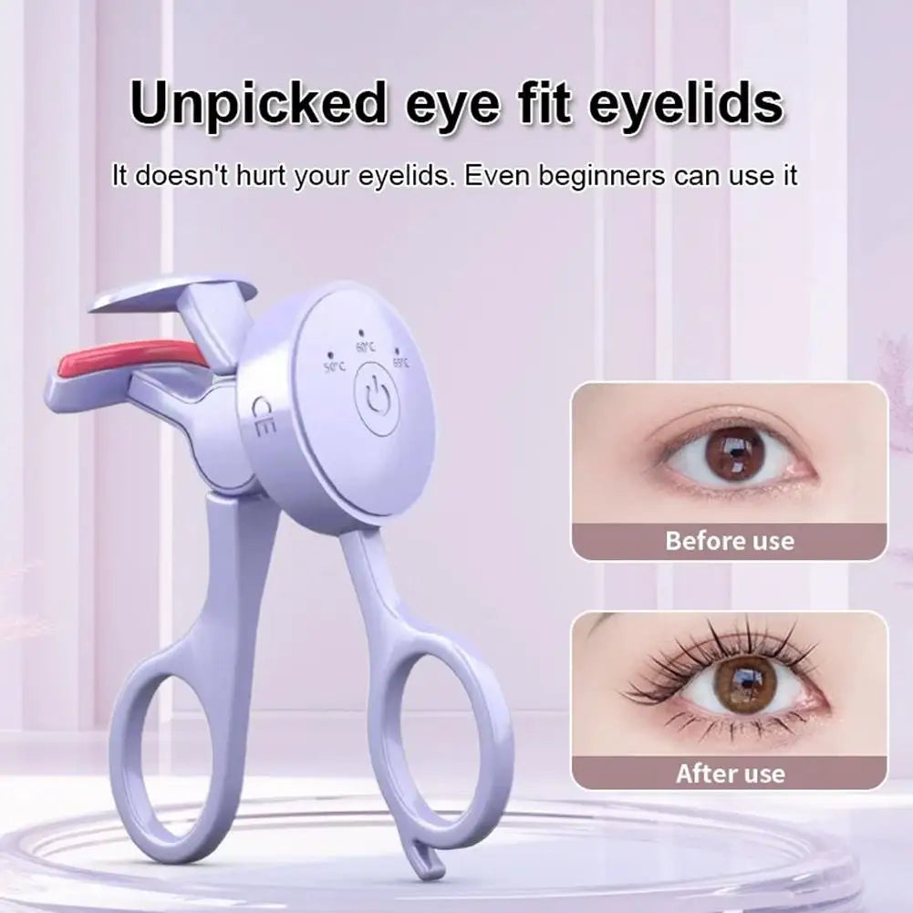 Electric Heated Eyelash Curler – USB Rechargeable, Quick Heat-Up, 3 Temperature Settings | Anti-Scald Makeup Tool