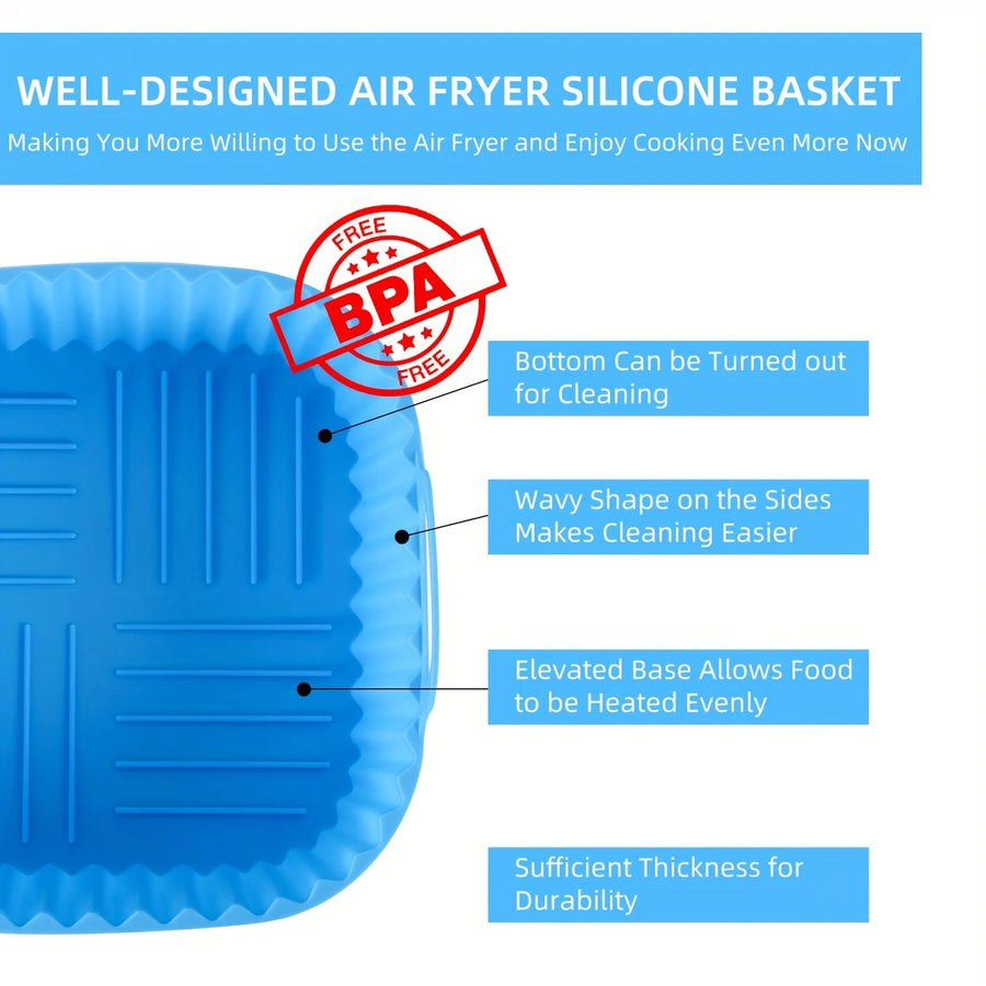 Reusable Square Silicone Air Fryer Liner – Non-Stick, Dishwasher Safe Baking Insert
