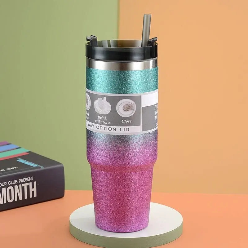 Stainless Steel Tumbler Water Bottle with Straw – 24Hr Cold, 12Hr Hot, Leak-Proof