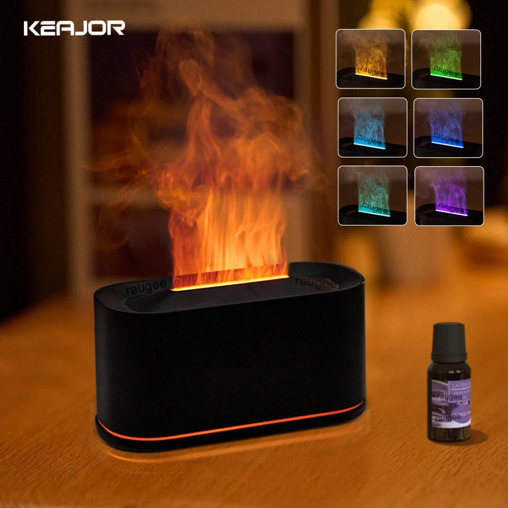 Flame Aroma Humidifier Essential Oil Diffuser with LED Night Light – USB Mini Air Diffuser
