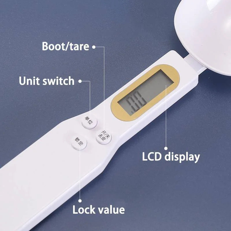 Digital Measuring Spoon Scale – 500g/0.5g LCD Kitchen Food Scale for Milk, Coffee & Sugar