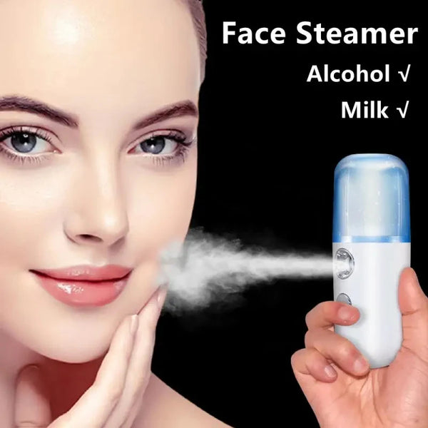 Portable Nano Mist Facial Steamer – USB Rechargeable Face Sprayer & Humidifier for Deep Hydration