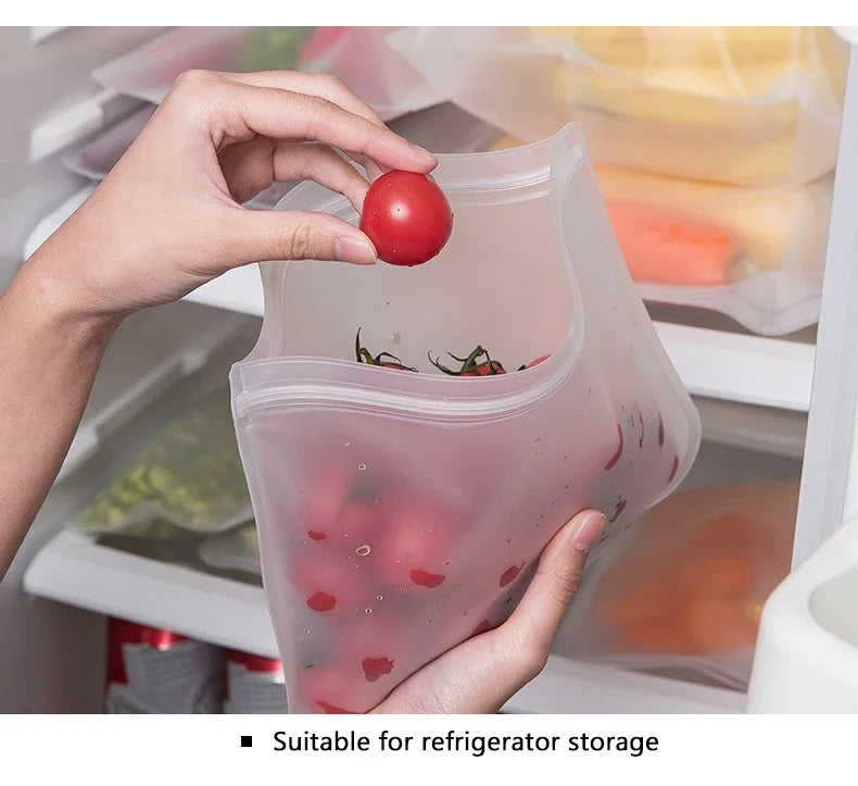 Reusable Silicone Food Storage Bags – Leakproof Stand-Up Zip Lunch Bags, BPA-Free