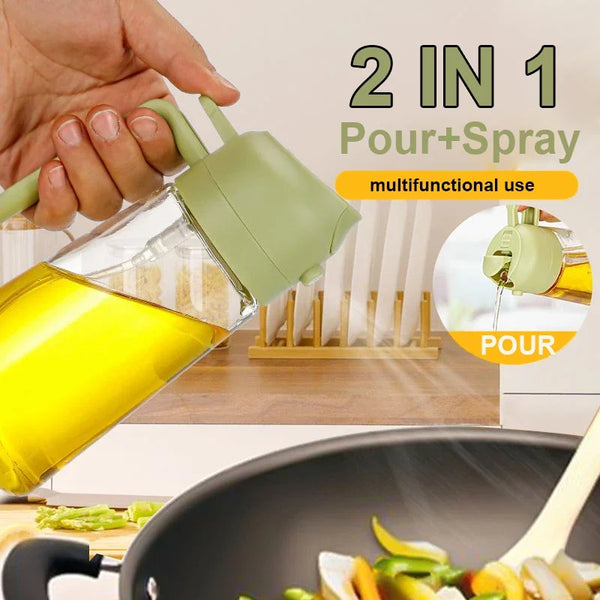 2-in-1 Oil Spray & Pour Dispenser Bottle – 500ml Refillable Olive Oil Sprayer for Cooking, BBQ & Air Fryer