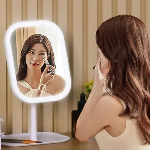 LED Vanity Makeup Mirror – 3 Color Lighting, Touch Dimmer, 270° Rotation & USB Rechargeable