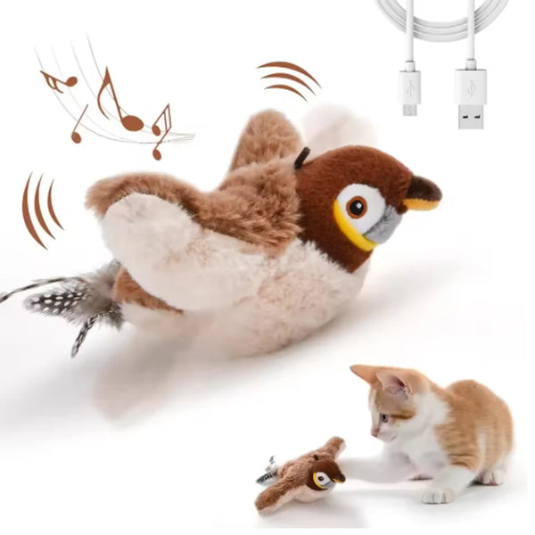 SenYork Interactive Bird Cat Toy – Touch-Activated Chirping & Flapping Plush Pet Toy