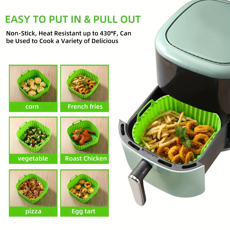 Reusable Square Silicone Air Fryer Liner – Non-Stick, Dishwasher Safe Baking Insert