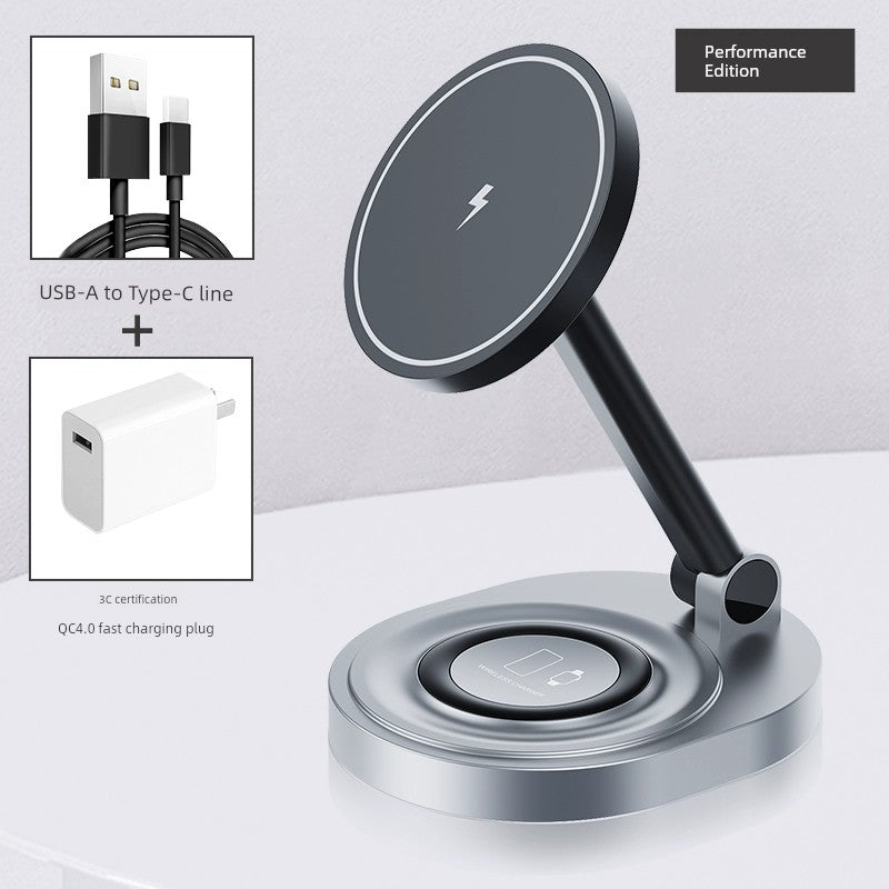 2-in-1 Folding Magnetic Wireless Charger – Charge Phone & Earbuds Simultaneously