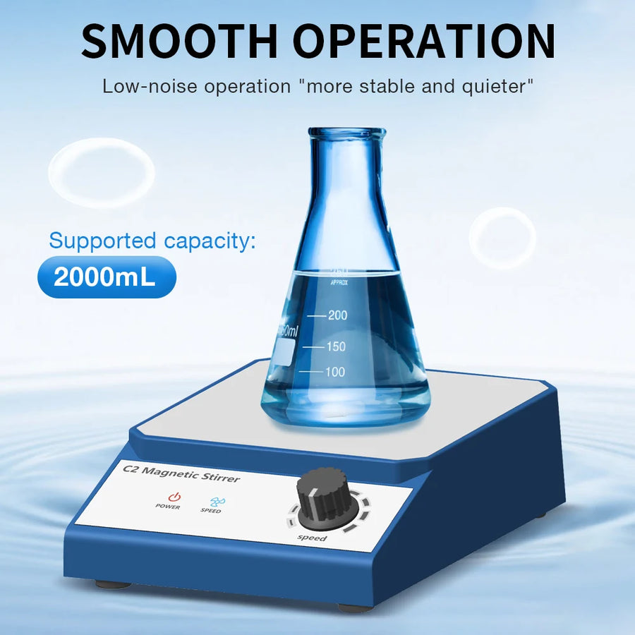 Magnetic Stirrer Mixer with Stir Bar – Adjustable 0-2500 RPM, 2000ml, CE Certified (AC 100-240V)