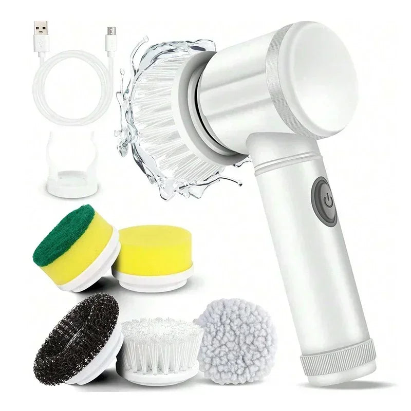 Cordless Electric Spin Scrubber – 5 Replaceable Brush Heads for Bathroom, Kitchen & Floor Cleaning