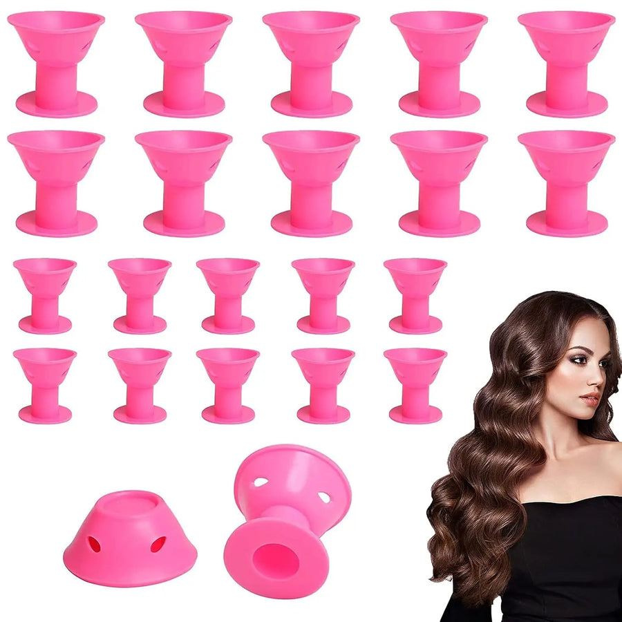 Heatless Hair Curlers Set – 10 Pcs Soft Overnight Silicone Rollers for Women & Kids, No Heat Damage