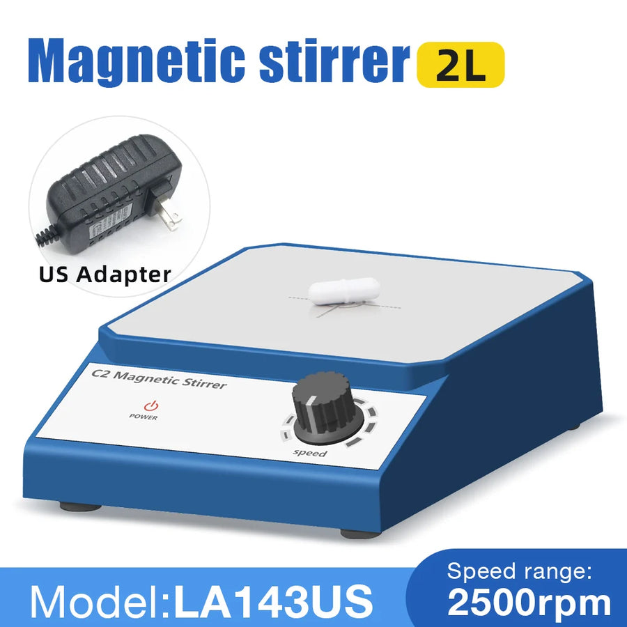Magnetic Stirrer Mixer with Stir Bar – Adjustable 0-2500 RPM, 2000ml, CE Certified (AC 100-240V)