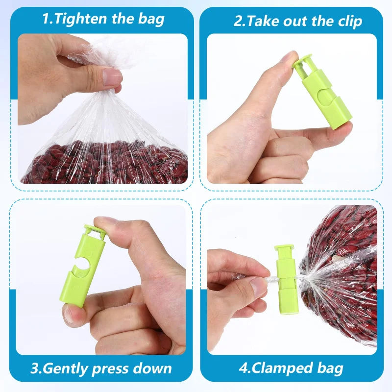 Reusable Food Bag Clips 4-Pack – Airtight Press-Seal Snack & Chip Bag Sealer, BPA-Free