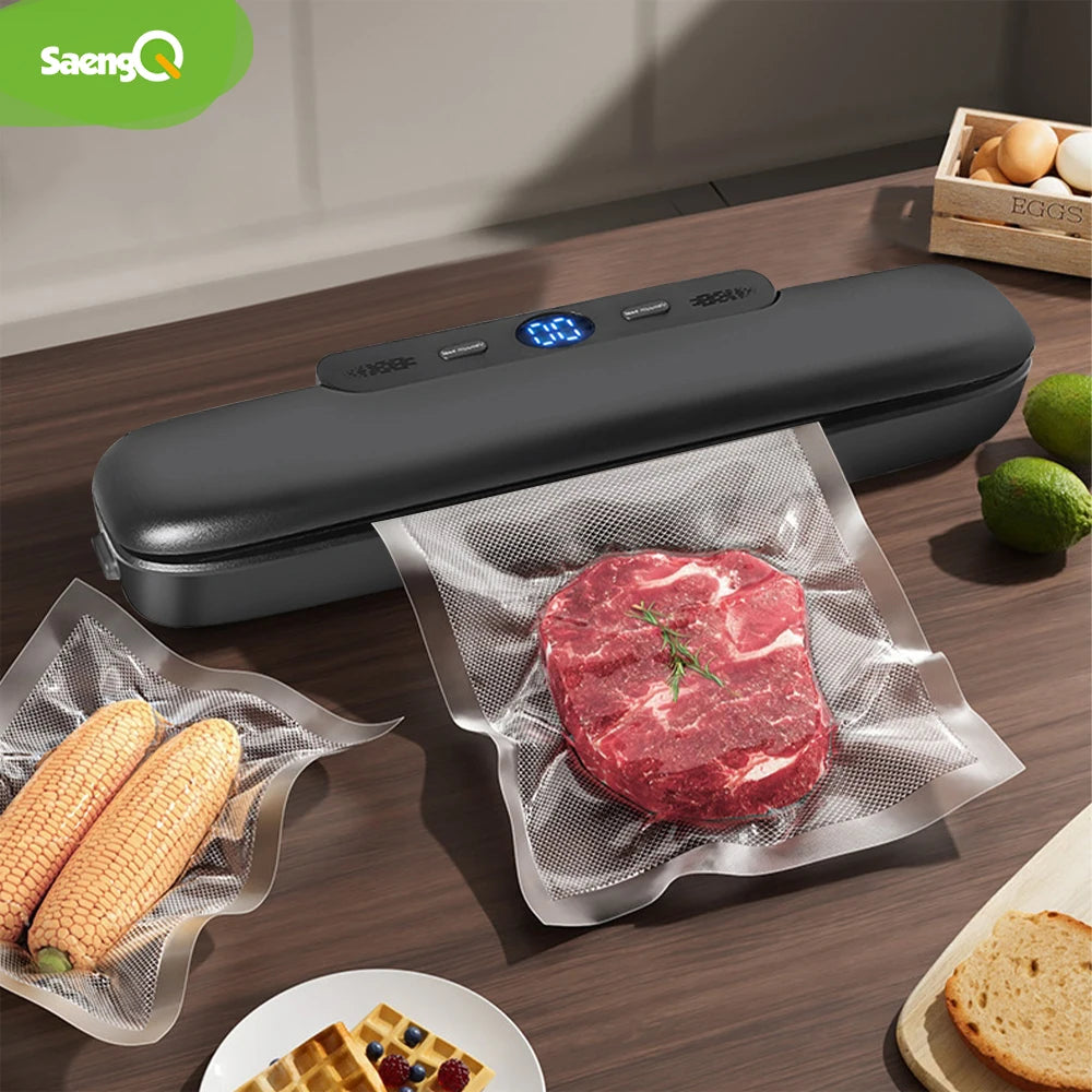 saengQ Vacuum Food Sealer Machine – Electric Vacuum Sealer with 10 Free Bags (30cm Sealing)