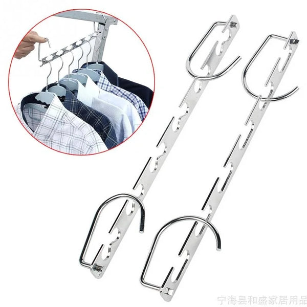 Space-Saving Metal Clothes Hangers with Magic Hook – 6-Hole Wardrobe Organizer (1/3 Pcs)