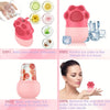 Ice Roller for Face & Eyes – Cooling De-Puff Skin Care Tool with Silicone Brush & Scrubber Mat