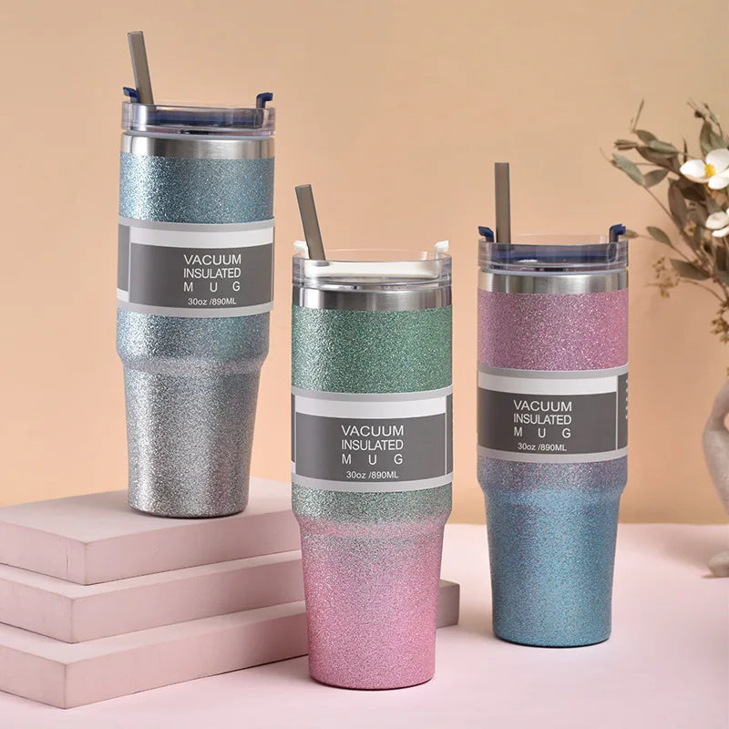 Stainless Steel Tumbler Water Bottle with Straw – 24Hr Cold, 12Hr Hot, Leak-Proof