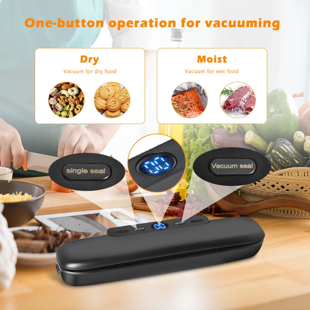 saengQ Vacuum Food Sealer Machine – Electric Vacuum Sealer with 10 Free Bags (30cm Sealing)
