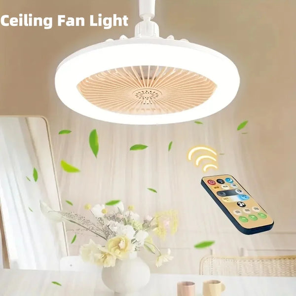 Modern Invisible Ceiling Fan with LED Lamp – Silent, Remote Control for Bedroom & Living Room