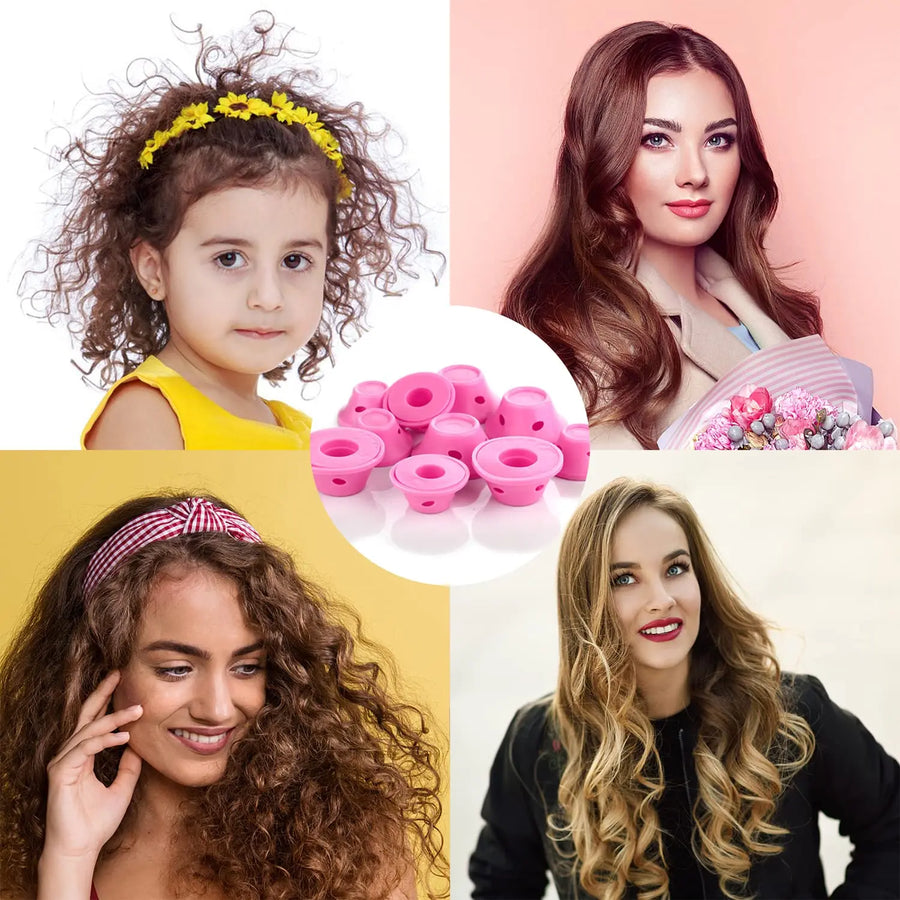 Heatless Hair Curlers Set – 10 Pcs Soft Overnight Silicone Rollers for Women & Kids, No Heat Damage
