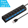 High-Speed USB 2.0 Hub Adapter – 4 or 7 Port USB Splitter with LED Switch for PC & Laptop