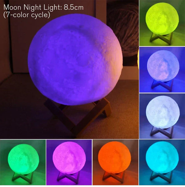 Moon Lamp LED Night Light – 8cm Battery Powered 3D Lunar Surface Glow for Bedroom & Desk