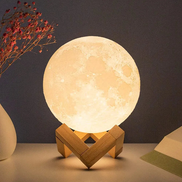 Moon Lamp LED Night Light – 8cm Battery Powered 3D Lunar Surface Glow for Bedroom & Desk