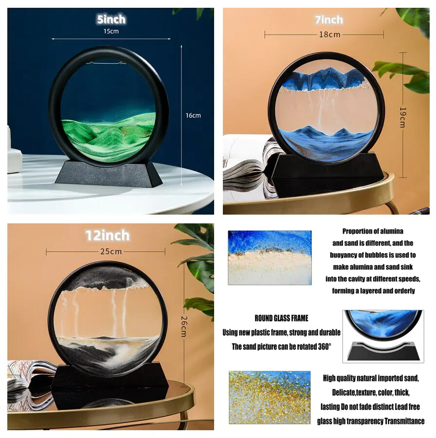 SenYork 3D Moving Sand Art Decor – Mesmerizing Desk Decoration & Stress Relief