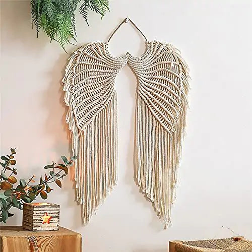 Angel Wings Woven Wall Hanging Decor – Boho Nursery & Home Decoration