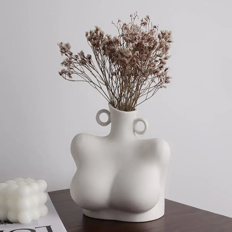 Home Decor Sculpture Ceramic Vase – Artistic Statement Piece for Living Room & Office