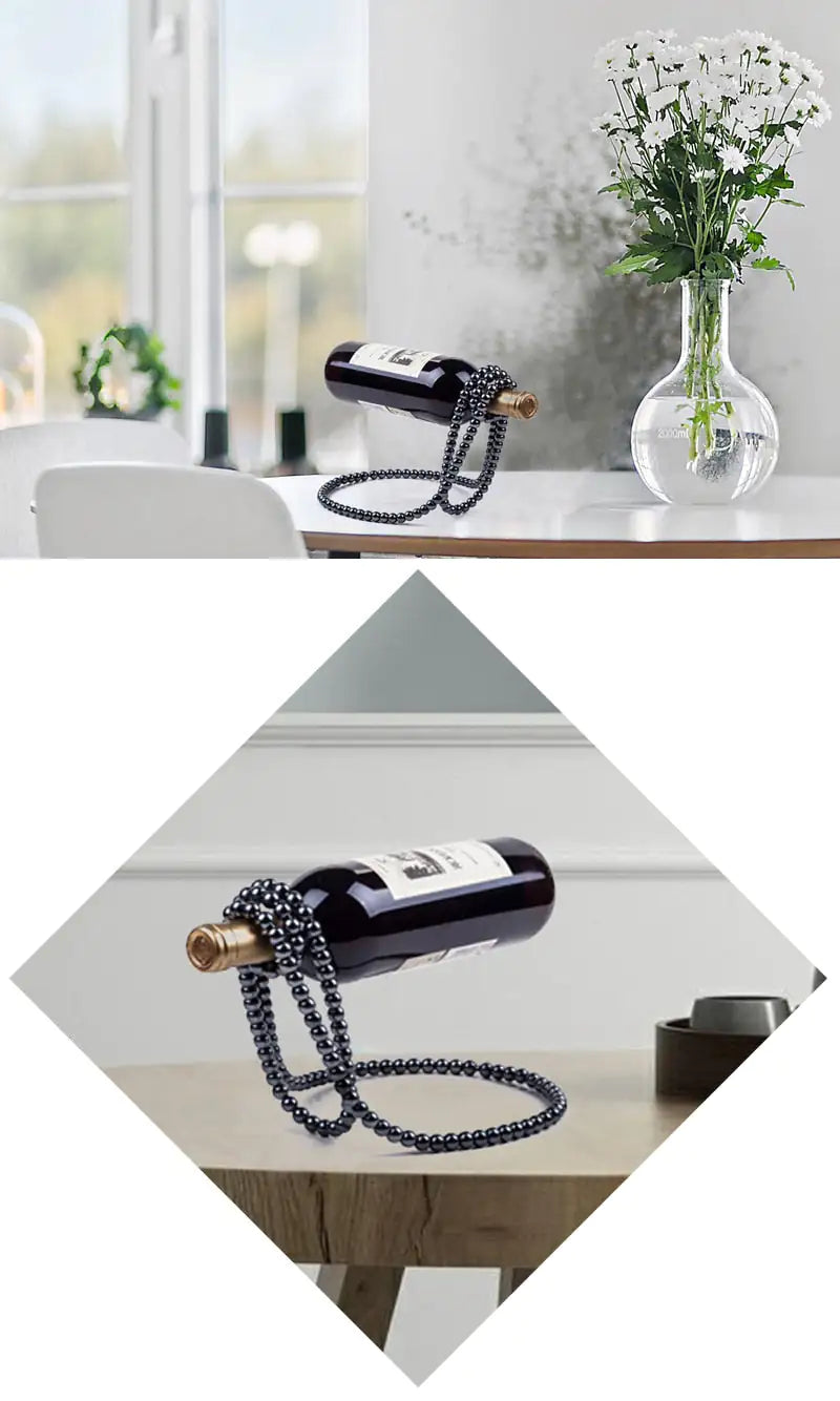 Pearl Necklace Wine Rack – Sculptural Decorative Wine Bottle Holder for Home & Bar