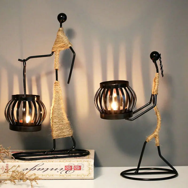 Nordic Metal Candlestick – Minimalist Scandinavian Home Decor for Dining & Shelf