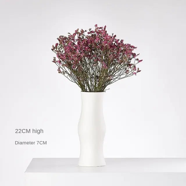 Modern Minimalist White Hemp Rope Ceramic Vase – Scandinavian & Boho Home Decor
