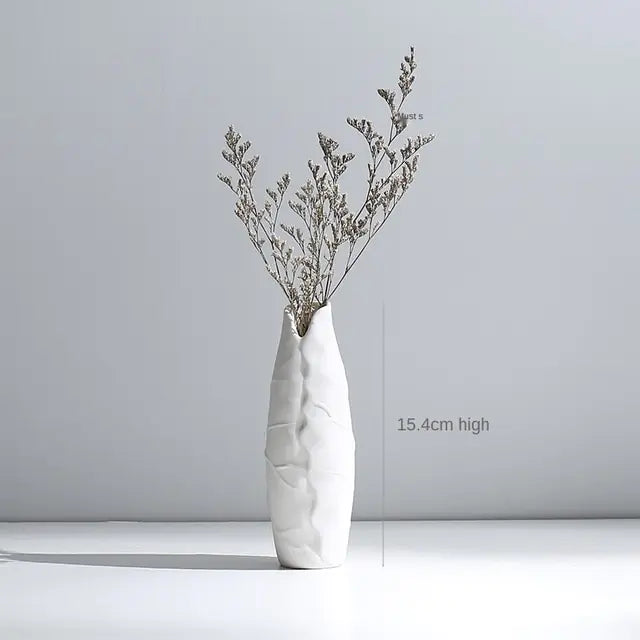 Modern Minimalist White Hemp Rope Ceramic Vase – Scandinavian & Boho Home Decor